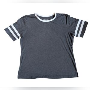 Maurices Varsity Stripe T-shirt Short Sleeve Gray White XL